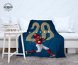 Baseball Player Blue Background For Baseball Lover Custom Name Sherpa Fleece Blanket