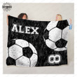 Soccer Ball Black And White Camouflage Pattern For Soccer Lover Custom Name Sherpa Fleece Blanket