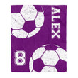 Soccer Ball Purple Color Theme For Soccer Lover Custom Name Sherpa Fleece Blanket
