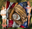 Baseball Set With American Flag For Baseball Lover Printed Custom Name Sherpa Fleece Blanket