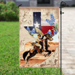 Girl Riding Horse With Texas Flag And Flowers Vintage Garden Flag House Flag