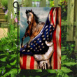 Brown Horse Running On Sky And American Flag Garden Flag House Flag