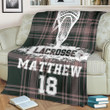 Lacrosse Brown Striped Pattern For Lacrosse Lover Custom Name Sherpa Fleece Blanket