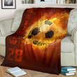 Soccer Fire Ball Pattern For Soccer Lover Custom Name Sherpa Fleece Blanket
