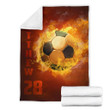 Soccer Fire Ball Pattern For Soccer Lover Custom Name Sherpa Fleece Blanket