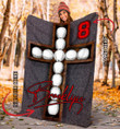 Baseball Cross With Signature For Baseball Lover Custom Name Sherpa Fleece Blanket