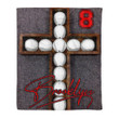 Baseball Cross With Signature For Baseball Lover Custom Name Sherpa Fleece Blanket