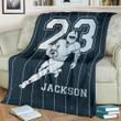 Football Player With Stripes Pattern Blue Background For Football Lover Custom Name Sherpa Fleece Blanket