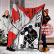 Ice Hockey Player Blue Pattern With Canada Flag For Ice Hockey Lover Custom Name Sherpa Fleece Blanket