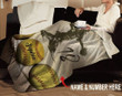 Softball Catcher Player Vintage Style For Softball Lover Custom Name Sherpa Fleece Blanket