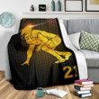 Golden Football Lineman Pattern Dark Background For Football Lover Custom Name Sherpa Fleece Blanket