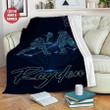 Ice Hockey Player Blue Hologram For Ice Hockey Lover Custom Name Sherpa Fleece Blanket