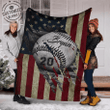 Baseball And Torn American Flag Vintage For Baseball Lover Custom Name Sherpa Fleece Blanket