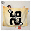 Soccer Retro Pattern Yellow Background Vintage For Soccer Lover Custom Name Sherpa Fleece Blanket