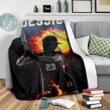 Softball Player With Fire Ball Pattern For Softball Lover Custom Name Sherpa Fleece Blanket