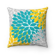 Teal Yellow Gray Flower Cushion Pillow Cover Home Decor