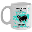 Feel Safe At Night Sleep With My Pug Teal Pattern Ceramic Mug