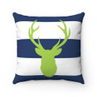 Blue Green Woodland Deer Head Antlers Cushion Pillow Cover Home Decor