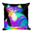 Rainbow Cat Black Background Cushion Pillow Cover Home Decor