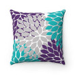 Purple Teal And Gray Flower Burst Cushion Pillow Cover Home Decor