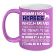 Beware I Ride Horses Gift For Equestrians Coffee Black Ceramic Mug