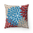 Red Blue And Tan Flower Burst Cushion Pillow Cover Home Decor