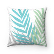 Aqua Grey And Green Tropical Palm Leaves Cushion Pillow Cover Home Decor