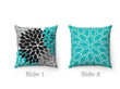 Teal Black And Gray Beautiful Flower Cushion Pillow Cover Home Decor