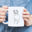 Doodled Labrador Retriever Dog Tongue Out Art Design White Glossy Ceramic Mug