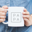 Minimalism Style Papa Boxed Design White Glossy Ceramic Mug