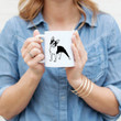 Halftone Boston Terrier Stand Up Design White Glossy Ceramic Mug