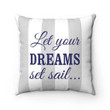 Let Your Dreams Set Sail White And Gray Stripe Cushion Pillow Cover Home Decor