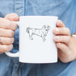 Doodled Buster The Basset Hound Stand Up Design White Glossy Ceramic Mug