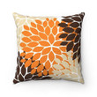 Orange And Brown Floral Pattern Cushion Pillow Cover Home Decor