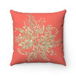 Floral On Coral Background Cushion Pillow Cover Home Decor