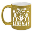 Save A Fuse Blow A Lineman Cute Gift For Lineman Black Ceramic Mug