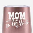 Mom Boss Cute Arrow Pattern Insulated Wine Tumbler Rose Gold Theme