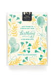 Green And Yellow Pattern Belated Birthday Folder Greeting Card Set Of 10