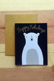 Black Background Happy Holidays Polar Bear Folder Greeting Card Set Of 10