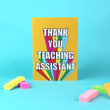 Thank You Teaching Assistant Rainbow Words Folder Greeting Card Set Of 10