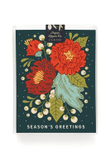 Red Flower Festive Florals Folder Greeting Card Set Of 10