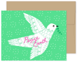 Cute White Bird Peace On Earth Spring Green Folder Greeting Card Set Of 10
