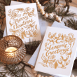 Gold Botanical Merry Christmas Folder Greeting Card Set Of 10