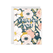 Beautiful Design Evening Floral Thank You Folder Greeting Card Set Of 10