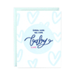 Cute Blue Heart Baby Love Folder Greeting Card Set Of 10