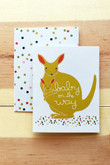 Cute Kangaroo Baby On The Way Folder Greeting Card Set Of 10