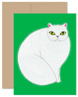 Green Background Persian Cat Folder Greeting Card Set Of 10