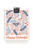 Cute Joyeux Noel Reindeer Happy Holiday Folder Greeting Card Set Of 10