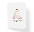 Santa Loves Everyone Even Assholes Folder Greeting Card Set Of 10