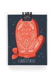 Christmas Glove Warm Wishes Folder Greeting Card Set Of 10